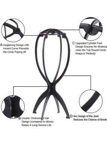 4 件套假发支架 - 可折叠假发展示架和干燥架，2 种颜色，轻巧且节省空间 - 彩色 - 查看 3