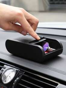 1 pieza Organizador de monedas para consola central del coche, estuche de gafas con tapa para colocar en el salpicadero del interior del coche, caja de almacenamiento de plástico universal para el coche, caja de almacenamiento con tapa para mujer, organizador de viaje, esenciales para volver a la escuela, almacenamiento para dormitorio