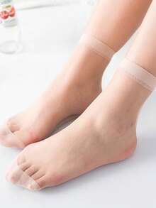 10 Pairs Women's New Thin Summer Short Silk Stockings, Anti-Snag Crystal Flesh Colored Short Socks - Multicolor - View 12