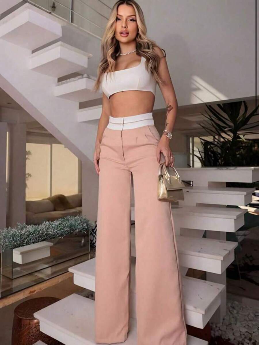 Wide Leg Pants Elegant Virginia Wide Leg Pants - Beige - View 1
