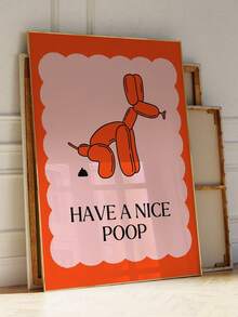 1pc, Canvas Hanging, Framed, Wall Arts, Posters, Modern, Pretty Poop Print • Funny Balloon Dog Bathroom Print • Orange Pink Toilet Wall Art • Playful Funky Aesthetic Print • Girly Aesthetic Art, Home Decor, Bathroom Decor - Multicolor - View 1