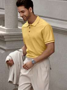 Polo a maniche corte casual da ufficio con righe per uomo Manfinity Bizformal
