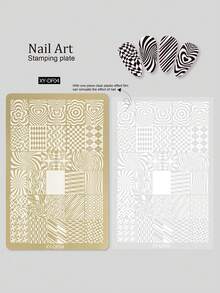1pc印花钢板模板金色花瓣蕾丝蝴蝶图案民族风竹林转印工具夏季印花板DIY美甲