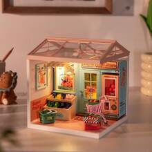 Robotime Rolife Miniature House With LED Lights - DIY Dollhouse Model Kit For Adults And Teens, Cute Mini House Kit, Creative Gift For Women - Daily VC Fruit Store - View 5