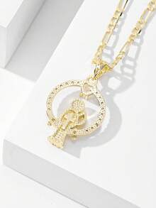 1pc 2025 New Hypoallergenic Copper Inlaid Zirconia Fashion Pendant Necklace, Suitable As Gift For Mother/Valentine's Day Couples/Friends/Godparents, Catholic Holy , Daily Or Holiday Religious Wear