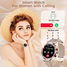 EIGIIS Montre connectée pour femmes Écran HD 1,27" Tracker de fitness Fonction d'appel entrant/sortant Étanche Tracker d'activité avec suivi du sommeil Podomètre Smartwatch de sport compatible Android iOS