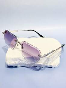 1 pieza Gafas sin marco de estilo retro geométrico bohemio, de moda y versátil para conducir, fiestas, acampar, la playa, adecuado para varias ocasiones, elegante estilo occidental Y2K para vacaciones de verano en la playa, al aire libre, viajes