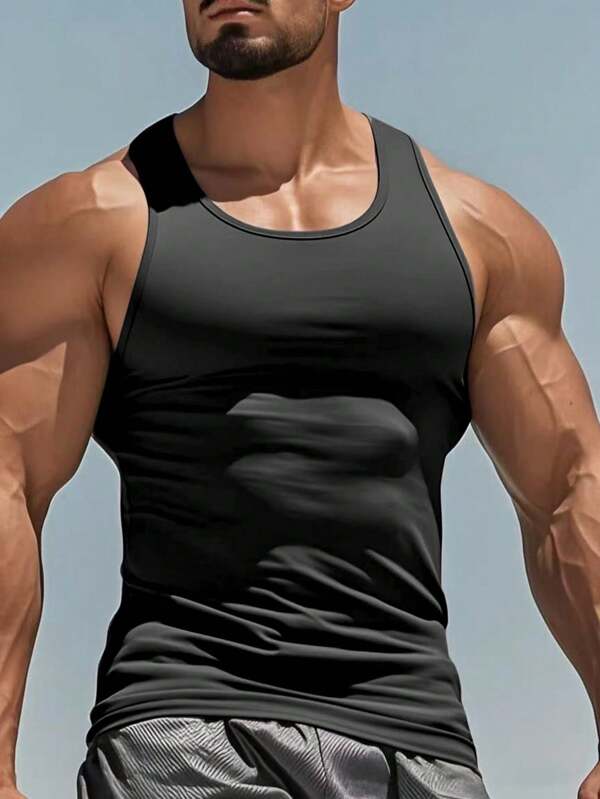 Heren Outdoor T-shirts Effen Kleur Sport Fitness Hardlopen Mouwloos Tanktop