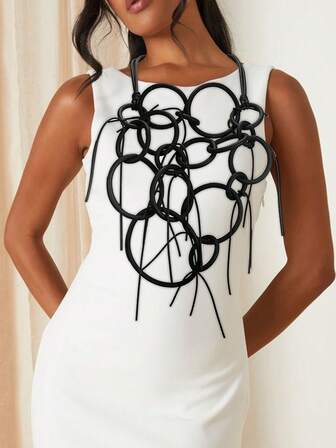 MARLIWOO 1pc Exaggerated Gothic Punk Geometric Decorative Necklace For Women, Fashion Statement Jewelry