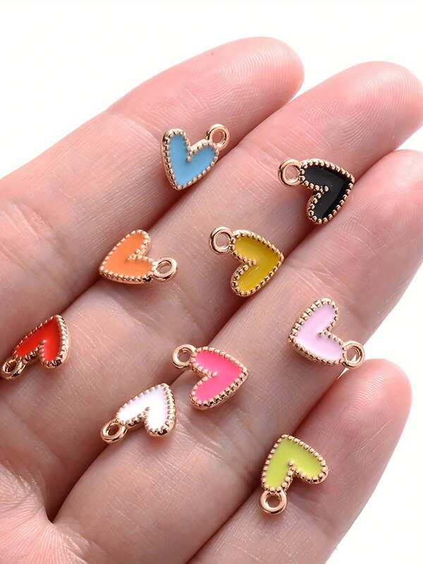 10 Stücke/20 Stücke süße Herz-Emaille-Anhänger romantische Charms für Schmuckherstellung Ohrringe Armband Halskette Accessoires DIY Zubehör Valentinstag