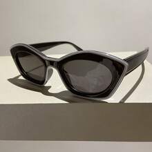 Vintage Classic Cat Eye Fashion Glasses Unisex - Purple Blue Gradient Lenses, Metal Hinges, Lightweight Decorative Style, Photography Essential,  Frame, Simple Design, Unique Shape, Must-Have For Fashion Lovers - 藍色和白色 - 查看 10