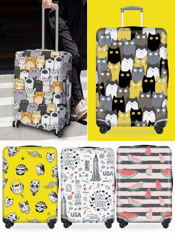 Luggage Cover Travel Case Cover For 18 To 32 Inch Luggage Protector Cases For Outdoor Travel Business Fashion Graphic Pattern For Men Women Travel Accessories Polyester Suitcase Elastic Dust Covers Student Back To School Stuff Travel Essentials Workout Camping Holiday Essentials Vacation Cruise Suitcase Cover Bag For School School Accessories