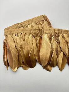 Artificial Gold Feather Satin Ribbon Fringed Trim Tassel Fringed Trim.Materials For Making Carnival Cosplay Celebration Costumes - Multicolor - View 4