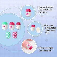 JANYUN 96 Pcs Kids False Nails - Press On, Full Cover, Short Nails In Blue Theme For Little Girls' Nail Art Decoration