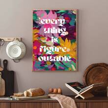 1pc, Canvas Hanging, Framed, Wall Arts, Posters, Modern, Text Posters, Quotes, Everything Is Imaginable Art Prints, Girly Wall Paintings, Fashion Wall Paintings, Abstract Floral Wall Paintings, Funky Girl Art, Inspirational Quote Art, Home Decor, Room Decor, Bathroom, Dorm, Dining Room, Kitchen, Living Room Decor Posters