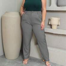 Women's Straight Elegant Formal Tailored Trousers - 深灰色 - 查看 1