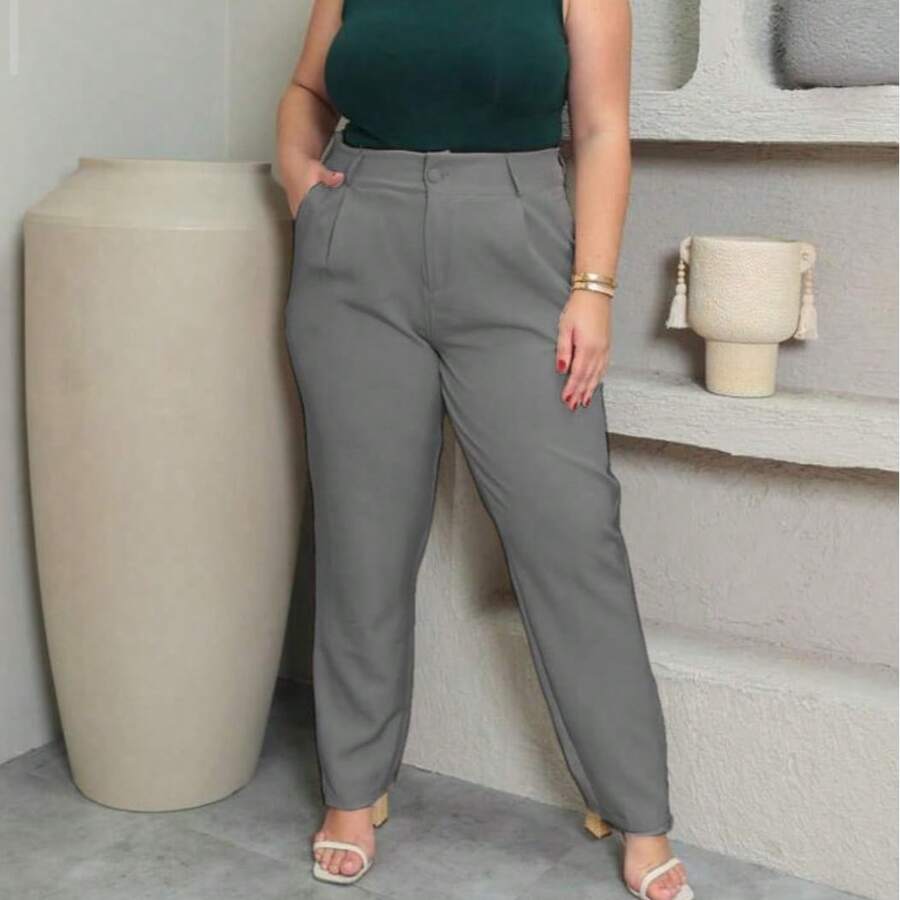 Women's Straight Elegant Formal Tailored Trousers - 深灰色 - 查看 1