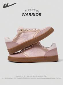 WARRIOR Serie de Guerreros: Regalo del Día de San Valentín - 1 par de zapatillas de running nuevas para mujer 2025, con cordones frontales de corte bajo, color rosa, diseño bordado de seda, planas, aptas para correr al aire libre y deportes, cómodas para el pie, adecuadas para todas las estaciones