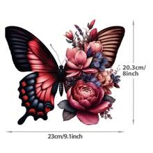 Pegatina de transferencia térmica de alta definición con degradado de color, con mariposa a la izquierda y flor a la derecha, adecuada para ropa, gorras, bolsos, toallas, sillas y otras decoraciones, de alta elasticidad y lavable