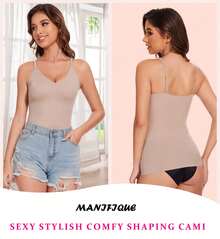 Womens Tummy Control Shapewear Tank Tops Soft Shaping V-Neck Compression Tank Tops Body Shaper Camisole - Beige - View 6