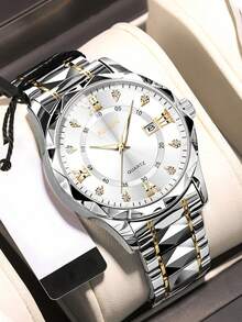 Men's Casual Business Quartz Watch With Calendar, Stainless Steel Strap, Suitable For Daily Life Decoration And Holiday Gifts - Multicolor - View 2