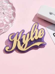 1pc Customizable Acrylic Brooch, Name Customization, Double-Layer Glitter Color Combo, Clothing/Bag Accessory, Mother's Day Gift, Suitable For Family, Friends, Lover