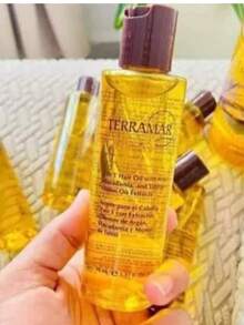 Aceite de argán 3 en 1 Terramar cuidado capilar hidratante reparación nutre puntas suaves brillo extremo para cabello y piel multifuncional - Dorado - Ver 2