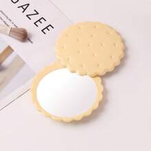 1 Peça Mini Espelho Cosmético de Cookie Realista, Espelho Redondo Dobrável Fofo e Portátil