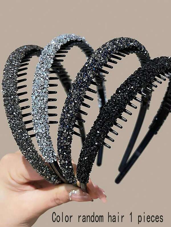 قطعتان من شريط الرأس الجديد للنساء المزين بالراين ستون، شريط شعر مرن وغير انزلاقي للاستخدام الخارجي، إكسسوارات تثبيت الغرة، شريط شعر، حلقة شعر، هدايا إكسسوارات تجميل المنزل للنساء، قطعة رأس