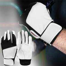 FINGER TEN Batting Gloves Men Adult For Baseball Softball Cabretta Leather Batting Glove 1 Pair, Men Pro Grip Gloves - Black and White - View 10