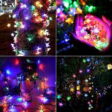 1pc Solar Powered Cherry Blossom String Lights - 20 LED/50 LED, Waterproof IP54, Multi-Color (White, Pink, Colorful), 8 Modes, 600mAh Ni-MH Battery Solar Panel, Suitable For Outdoor Garden, Yard, Patio And Tree Decoration, Garden Decor, Holiday Decoration