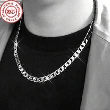 Stylish 925 Sterling Silver Necklace For Men & Women, Classic 8mm Chain, Luxurious Jewelry, Perfect For Weddings And Christmas, Best For Christmas