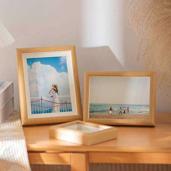 Modern Wooden 3D 6 7inch Photo Frame Table Display Wall Mounted Glass Picture Frame