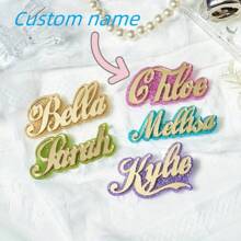 1pc Customizable Acrylic Brooch, Name Customization, Double-Layer Glitter Color Combo, Clothing/Bag Accessory, Mother's Day Gift, Suitable For Family, Friends, Lover