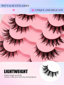 Asiteo 5 Pairs Moist Texture Dense Faux Mink Eyelashes, Cartoon Character Cosplay Lightweight Doll Lashes, Reusable, Create Dramatic Makeup - Spiky Manga Lashes - View 4