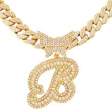 Dây chuyền hình bướm chữ cái A-Z, Dây chuyền Cuban đính đá cho nữ, Mặt dây chuyền chữ cái sáng bóng, Trang sức dây chuyền phong cách Hip Hop - Vàng - Xem 24