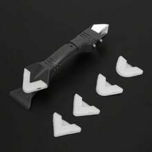 6 pezzi Set Multifunzione Raschietto in Silicone 3 in 1 & Strumento per Rimuovere Stucchi con 5 Lame di Ricambio Gratuite - Strumento Resistente per Pulizia di Vetro, Piastrelle, Pareti - Manico Antiscivolo, Lama in Acciaio Inossidabile, Ideale per Miglioramenti Domestici, Ristrutturazioni di Bagni e Progetti Fai da Te