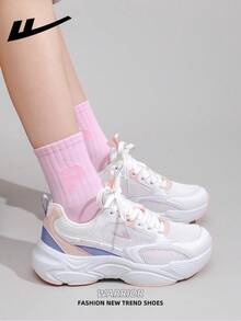 WARRIOR Women's Lace Up Design Skateboard Sneakers, Low-Top Casual Outdoor Flat Breathable Slip-On Shoes, Versatile Summer Lightweight Skateboard Inspired Fashion Comfortable Canvas Sneakers, Thick Sole Canvas Athletic Shoes For Streetwear - White Powder Purple - View 8