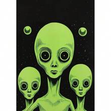 1pc /3PCS Wall Arts Posters Optinal Frame Pop UFO UFO Alien Drink Coffee Art Print Poster Cow Canvas Print Print Vintage Sci-Fi Wall Art Funny Home Decor