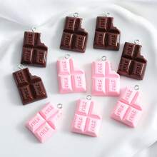 10pcs Realistic Bite Chocolate Jewelry Accessories, DIY Necklace Earring Keychain Food Pendant - Multicolor - View 1