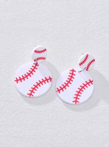 1 Pair Football, Baseball, Basketball, Volleyball Design Pendant Acrylic Earrings, Cute Sports Style Fashion Jewelry For Game Days