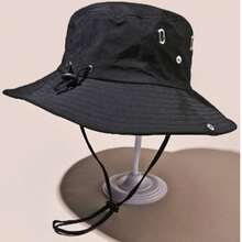 1pc Outdoor Waterproof Foldable Bucket Hat, Sun Protection Beach Hat For Women And Men, Suitable For Fishing, Vacation, Summer - Black - View 5