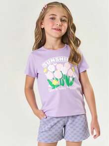 Set For Girls 6-16 Years Cotton And Stretch Fabric T-Shirt And Shorts With 2 Pockets
