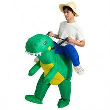 1pc Adult Inflatable Green Dinosaur Costume, Suitable For Halloween Party - Grass Green - View 6
