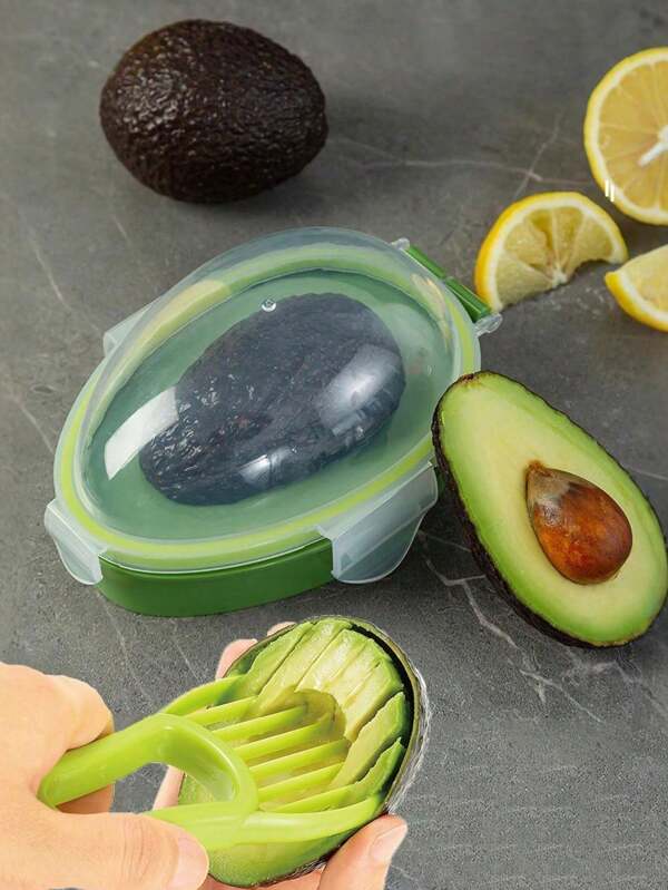 1/2 Stücke klare Avocado Aufbewahrungsbox, Frischebox mit Deckel, Avocado Werkzeug Set, Obstluftdichte Aufbewahrungsbox, 3-in-1 Avocado Schneider