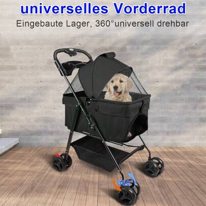 Cochecito para mascotas con capa de almacenamiento, 50 x 65 x 99 cm, suelo extraíble, adecuado para gatos y perros pequeños y medianos.