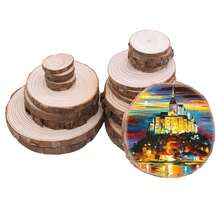 1-10pcs 3-12cm Thick Natural Pine Round Unfinished Wood Slices Circles With Tree Bark Log Discs DIY Crafts Wedding Party Painting - Multicolor - View 3