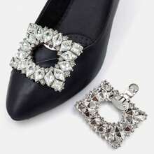 1 pezzo decorazione a molletta in cristallo di vetro per scarpe da sposa, con tacco alto brillante, fibbia decorativa rimovibile con strass, per le donne