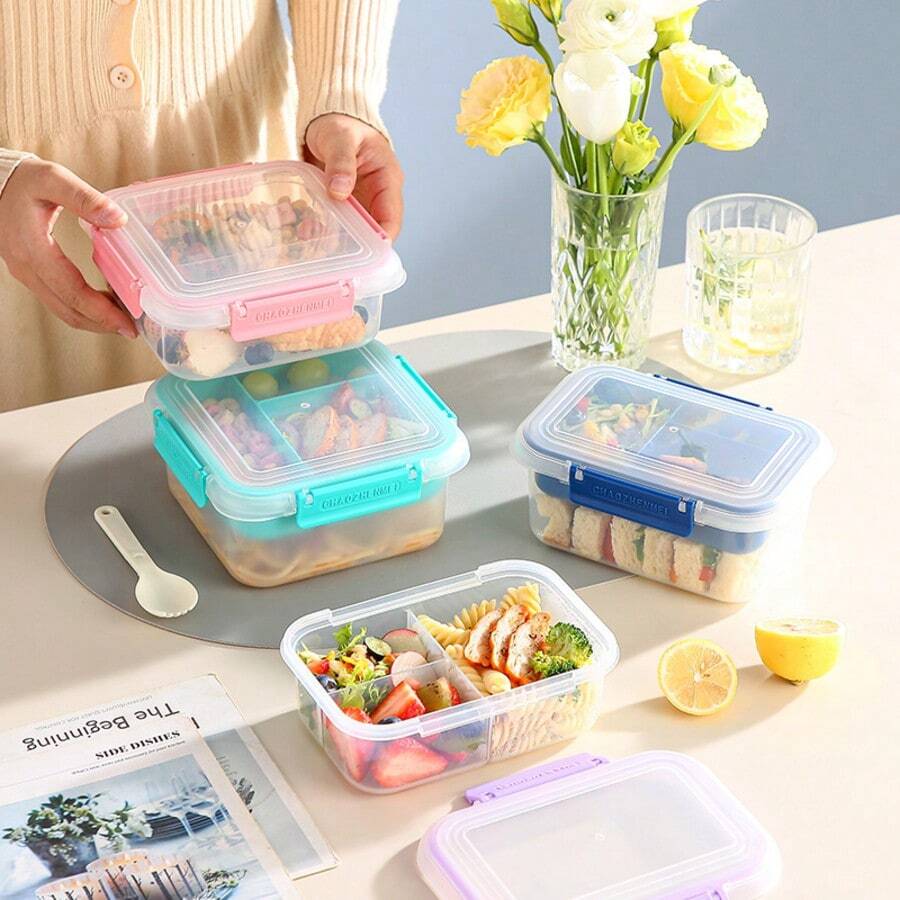 1 pezzo Bento box trasparente e portatile multi-strato, contenitore per spuntino per picnic senza bisfenolo A, Bento box per studenti e lavoratori d'ufficio