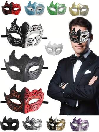 1 pieza Máscara con media cara pintada, máscara de fiesta de máscaras de moda creativa, suministros para fiestas de Pascua, máscara de ojos pintada, regalo único, decoración de fiesta, accesorio genial